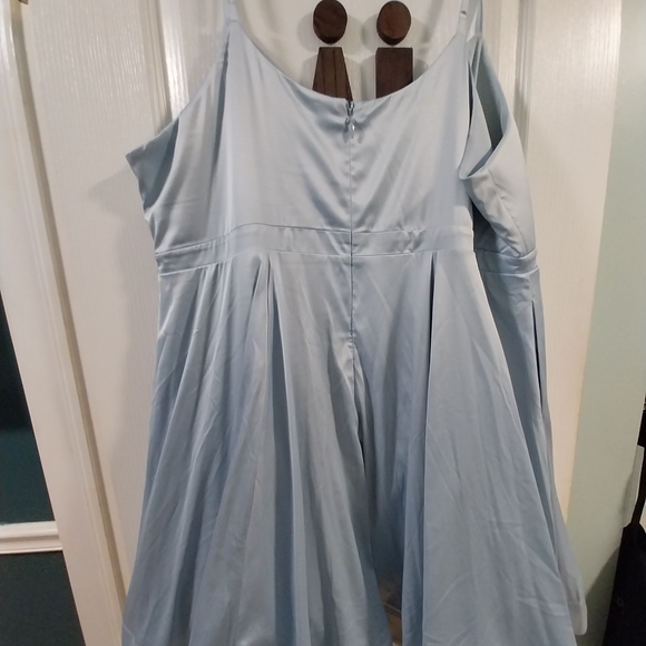 Torrid Mini Satin Skater Dress In "Skyway" Blue- NWT- Size 24 - Picture 6 of 7